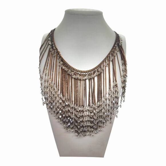 Unknown Jewelry - Paparazzi Zi Collection /donnalee Beaded Big Necklace Gold Chain Crystal Movemen